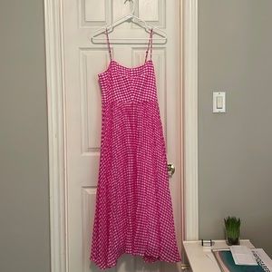 J Crew pink gingham midi dress, size 6